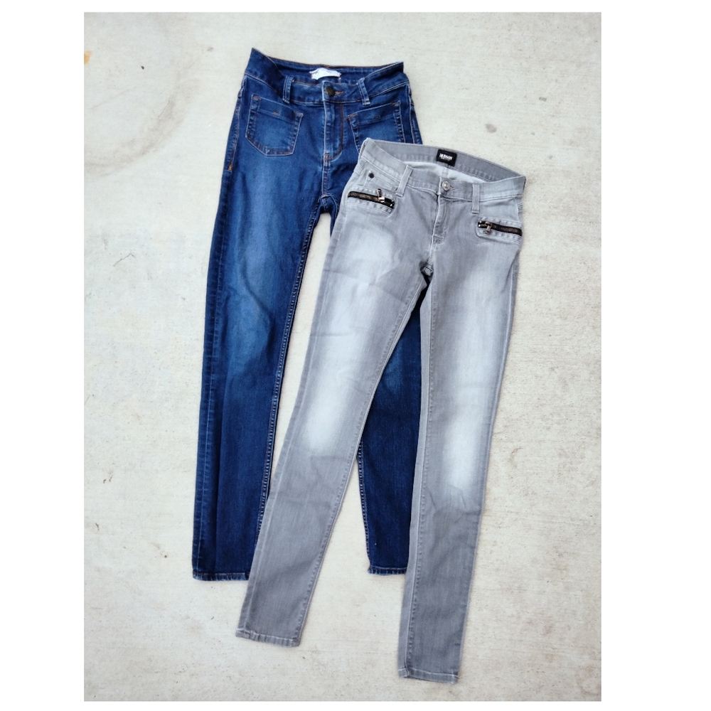 Bundle of 2 Womens Size 24 Skinny Jeans Free People Blue Hudson Grey Petite